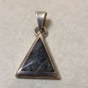Silver and Blue Triangle Pendant Marked 950